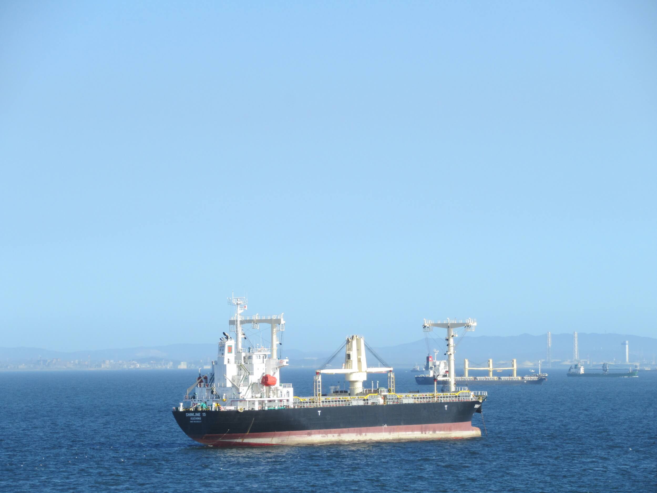 Yokohama Port Symbol Tower・Cargo ship and Boso Peninsula